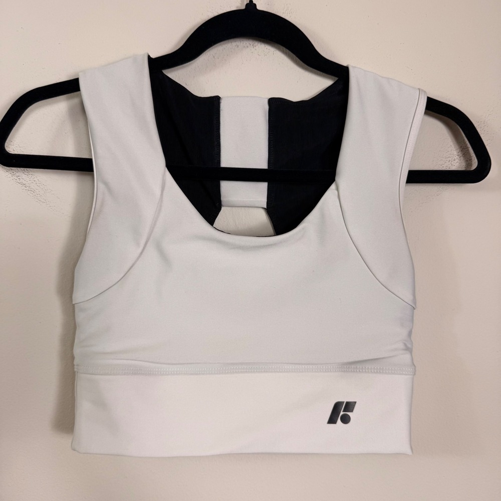 Forme Power Bra Womens Medium Cream Black Posture Correcting Sports Bra Medium